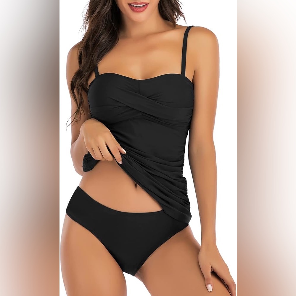 Twist Front Bandeau Tankini Set